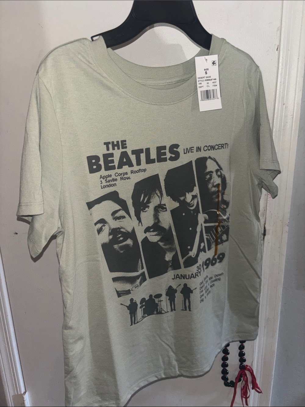 Hybrid Apparel The Beatles Graphic Tee - Light Sage with Black Print